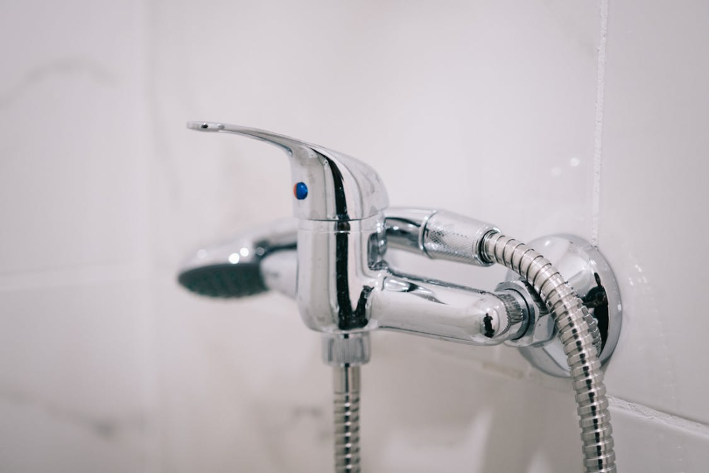 A shower and faucet